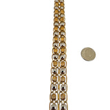 14k Yellow and White Gold 9.5g Ladies 17mm Fancy Link Bracelet Italy 7.75"