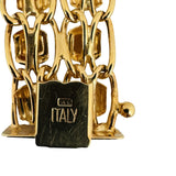 14k Yellow and White Gold 9.5g Ladies 17mm Fancy Link Bracelet Italy 7.75"