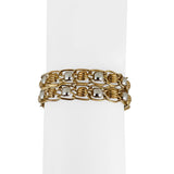 14k Yellow and White Gold 9.5g Ladies 17mm Fancy Link Bracelet Italy 7.75"