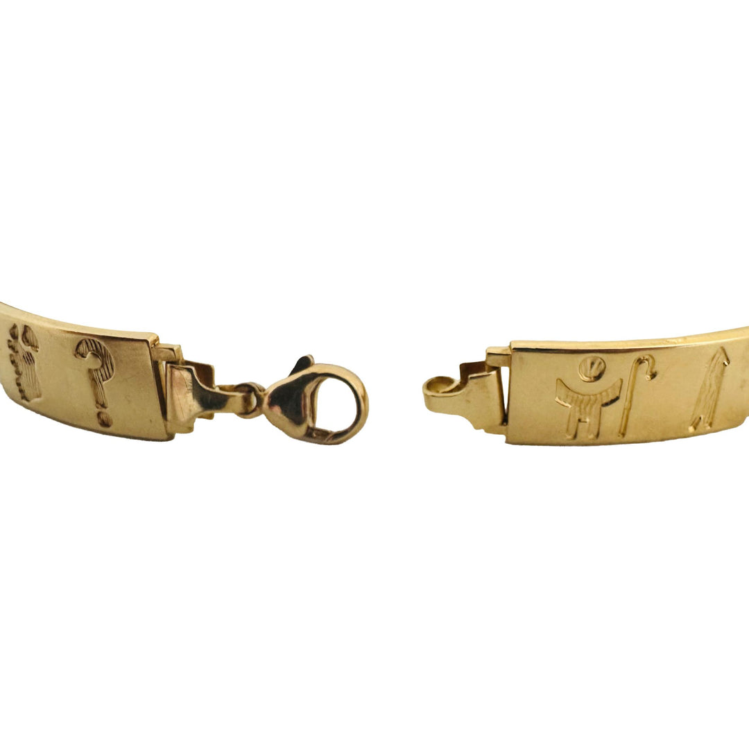 18k Yellow Gold 34.8g Solid Heavy Story Panel Link Bracelet Ireland 7.25"