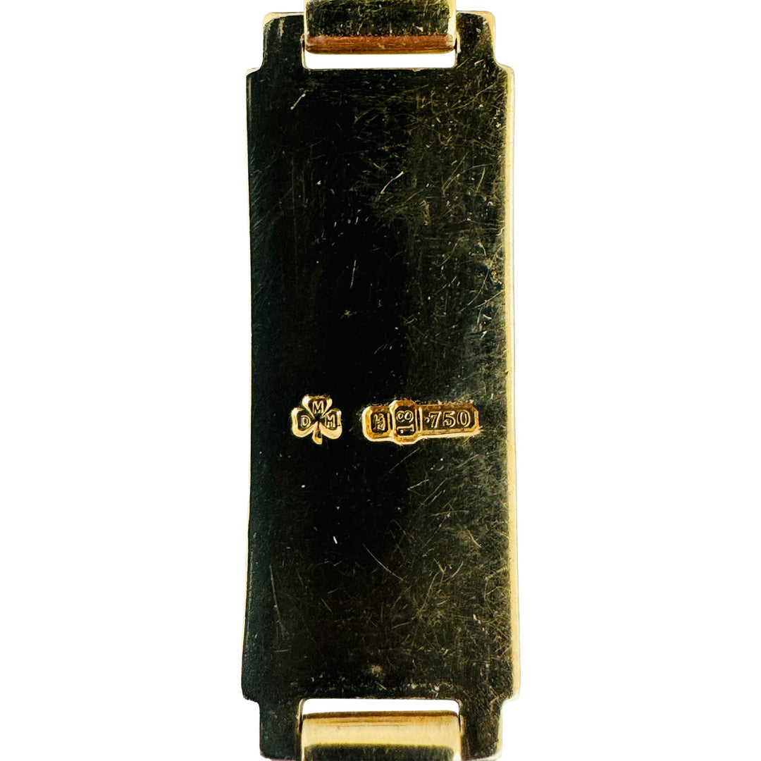 18k Yellow Gold 34.8g Solid Heavy Story Panel Link Bracelet Ireland 7.25"