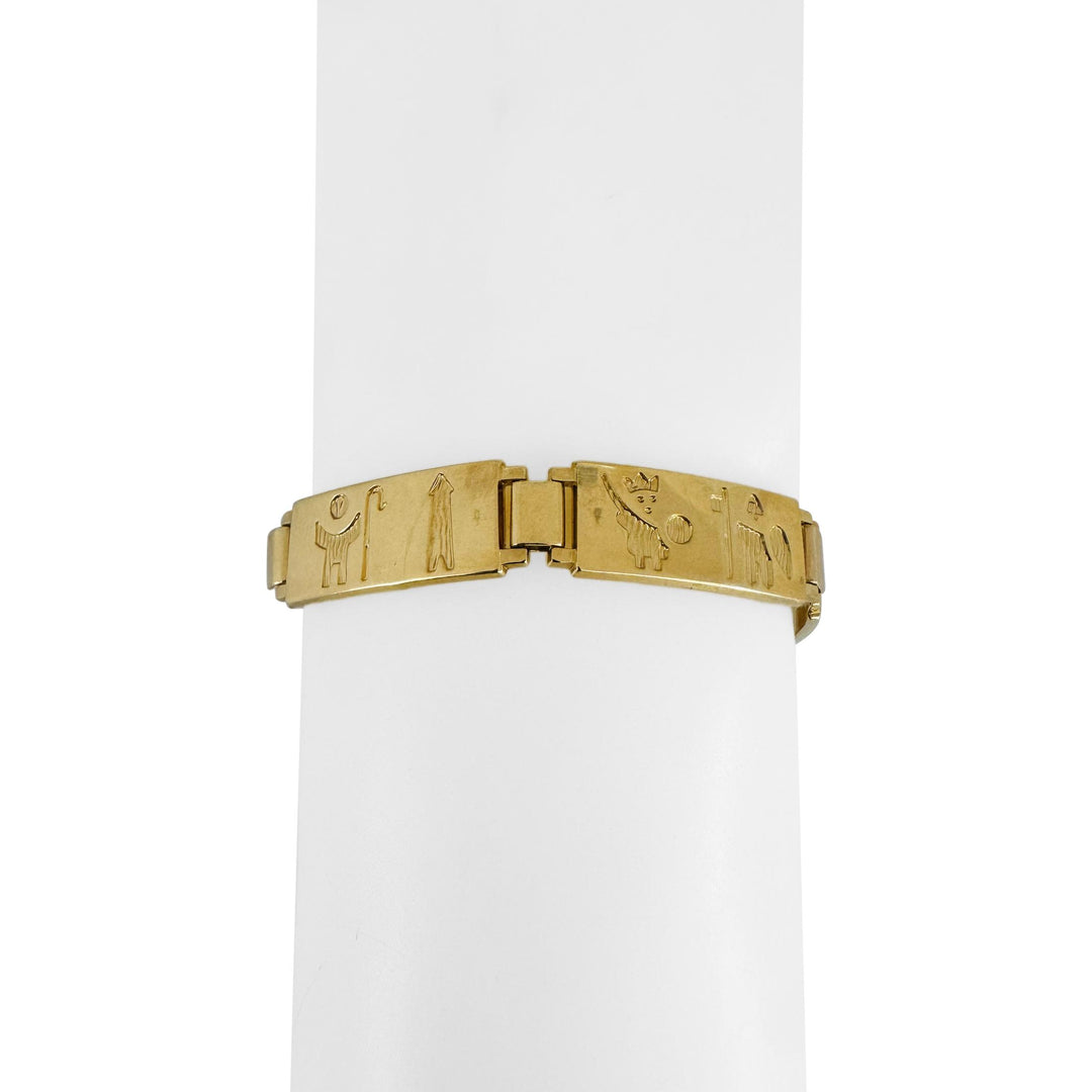 18k Yellow Gold 34.8g Solid Heavy Story Panel Link Bracelet Ireland 7.25"