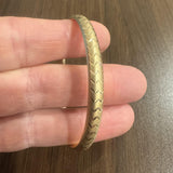 14k Yellow Gold 6.5g Hollow Diamond Cut 6mm Bangle Bracelet 7.25"