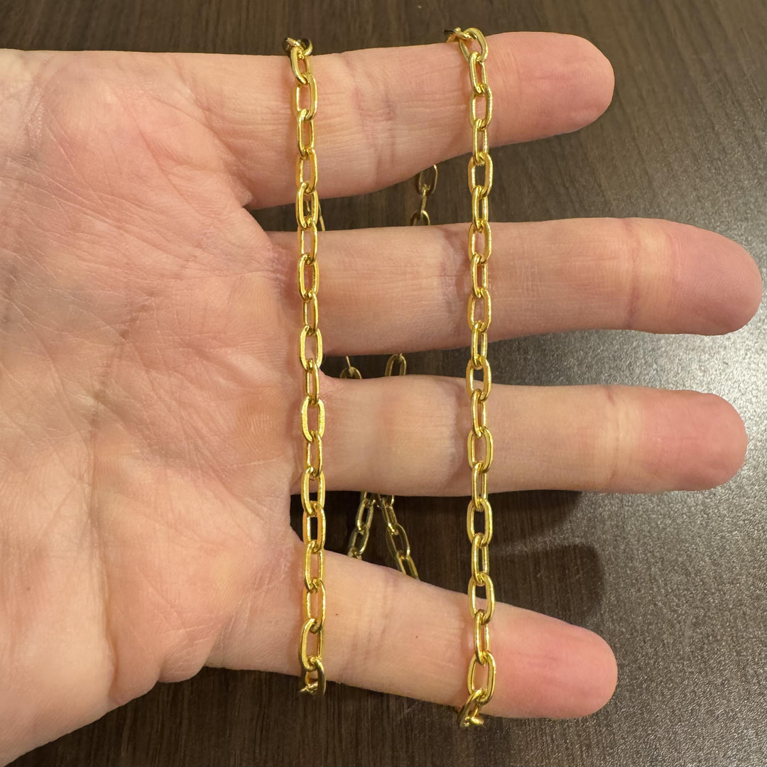 23k Yellow Gold 30.4g Solid Heavy 4.5mm Oval Cable Link Chain Necklace 21"