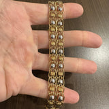 14k Yellow and White Gold 9.5g Ladies 17mm Fancy Link Bracelet Italy 7.75"