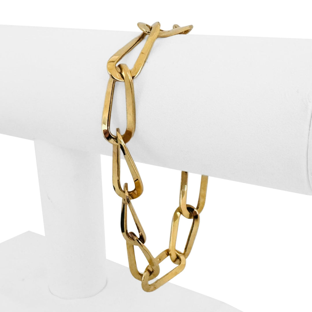19k Portuguese Yellow Gold 11.6g Elongated Oval Link Bracelet 8"
