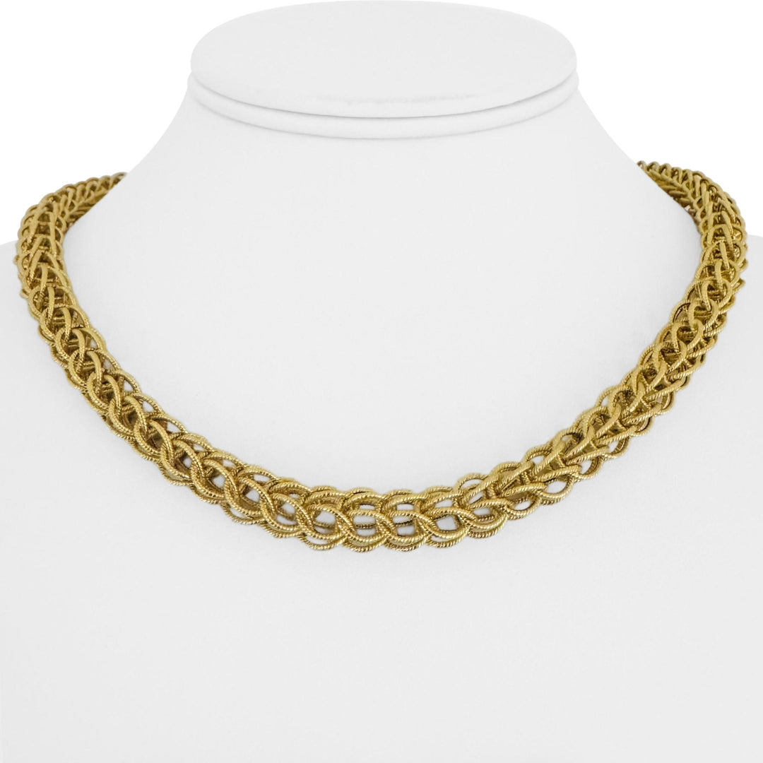 18k Yellow Gold 28.7g Vintage Ladies Interwoven Fancy Link Necklace Italy 18"