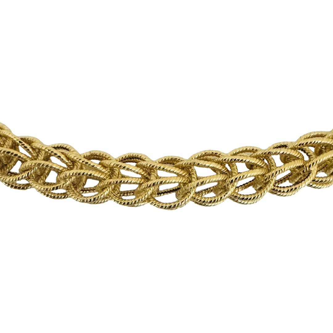 18k Yellow Gold 28.7g Vintage Ladies Interwoven Fancy Link Necklace Italy 18"