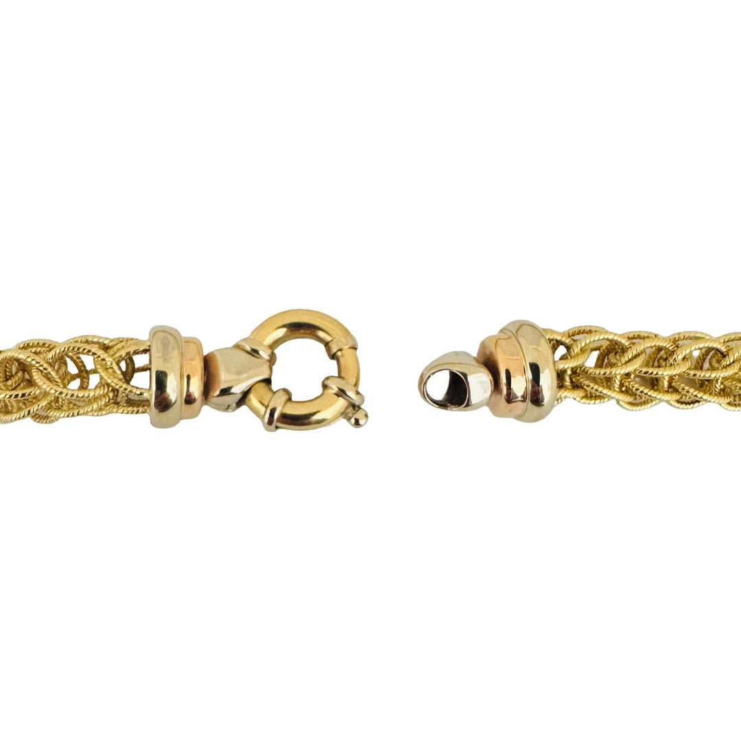 18k Yellow Gold 28.7g Vintage Ladies Interwoven Fancy Link Necklace Italy 18"