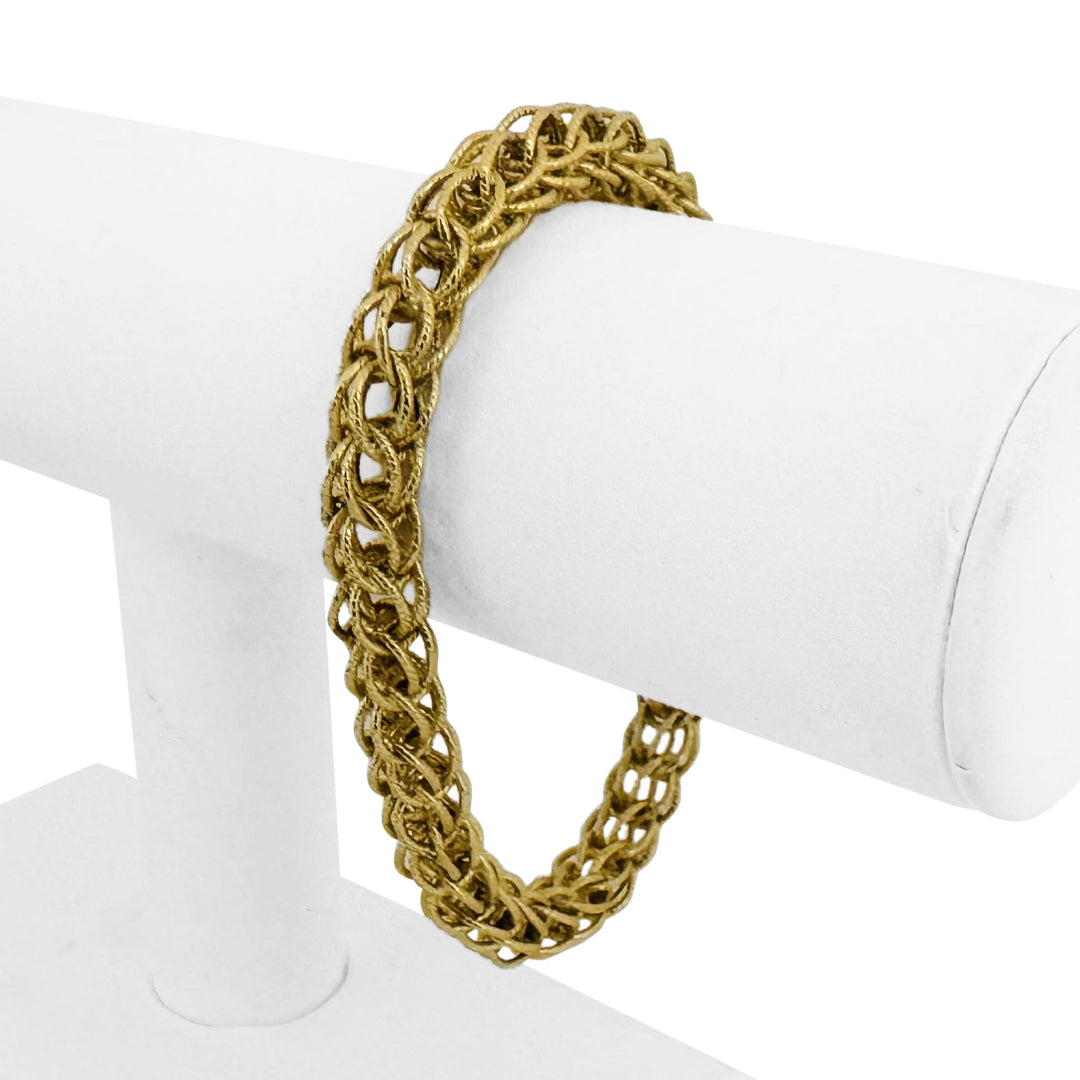 18k Yellow Gold 15.4g Vintage Ladies Interwoven Fancy Link Bracelet Italy 8"