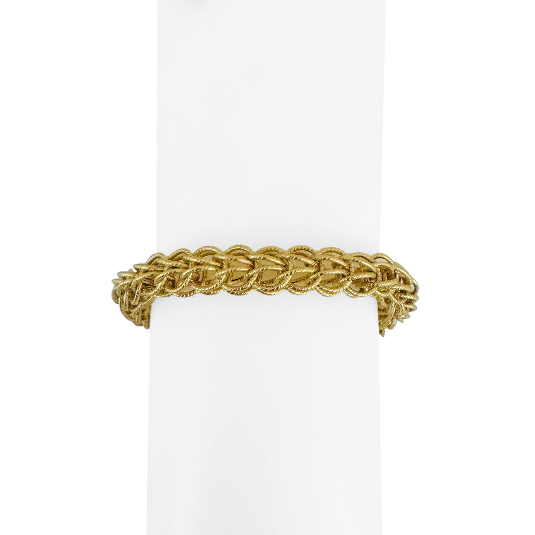 18k Yellow Gold 15.4g Vintage Ladies Interwoven Fancy Link Bracelet Italy 8"