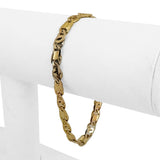 18k Tri Tone Gold 13.3g Solid Ladies 5mm Fancy Link Bracelet Italy 7"