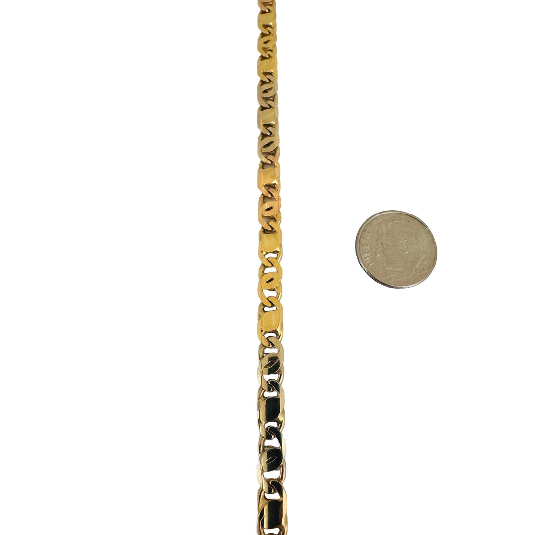 18k Tri Tone Gold 13.3g Solid Ladies 5mm Fancy Link Bracelet Italy 7"
