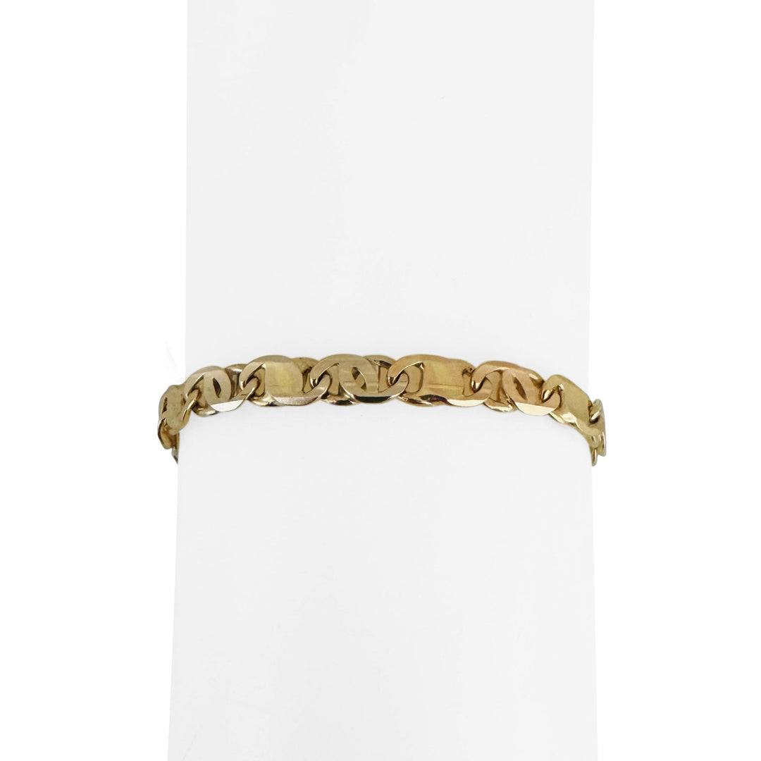 18k Tri Tone Gold 13.3g Solid Ladies 5mm Fancy Link Bracelet Italy 7"