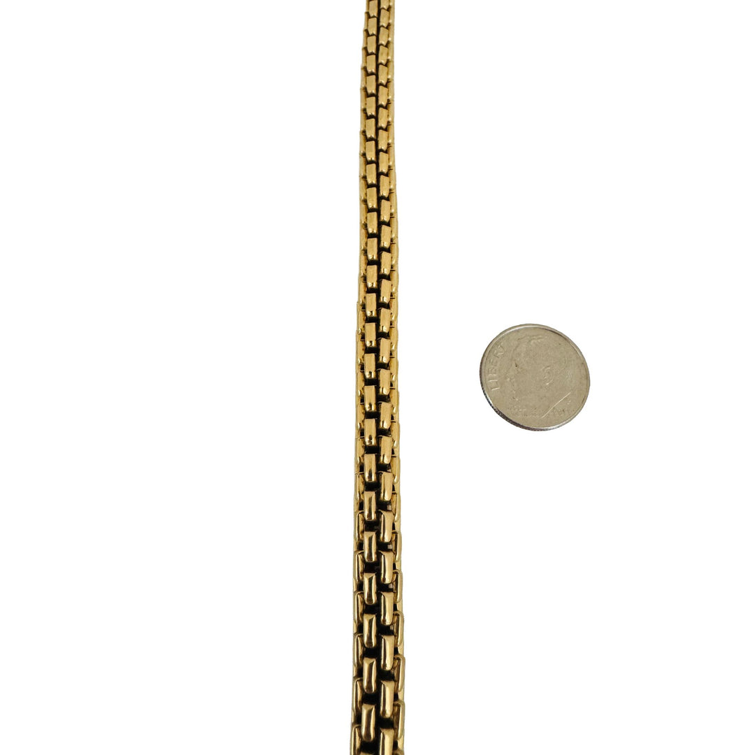 18k Yellow Gold 31.3g Vintage Heavy 7mm Round Box Link Bracelet 8.5"