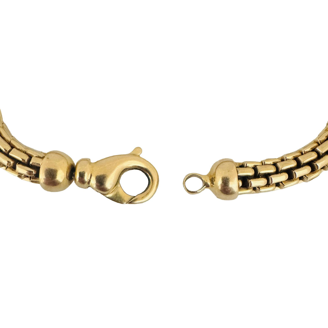 18k Yellow Gold 31.3g Vintage Heavy 7mm Round Box Link Bracelet 8.5"