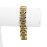 14k Yellow and White Gold 24.8g Two Tone Fancy Link Bracelet Italy 7.25"