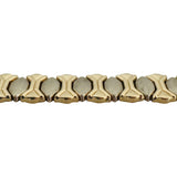 14k Yellow and White Gold 24.8g Two Tone Fancy Link Bracelet Italy 7.25"