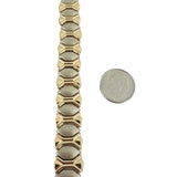 14k Yellow and White Gold 24.8g Two Tone Fancy Link Bracelet Italy 7.25"