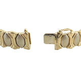 14k Yellow and White Gold 24.8g Two Tone Fancy Link Bracelet Italy 7.25"