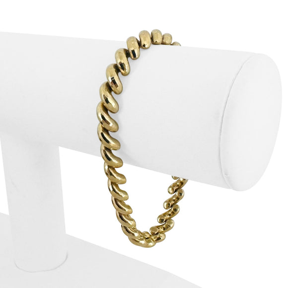 14k Yellow Gold 13g Ladies Beveled 7mm San Marco Link Bracelet 7.25