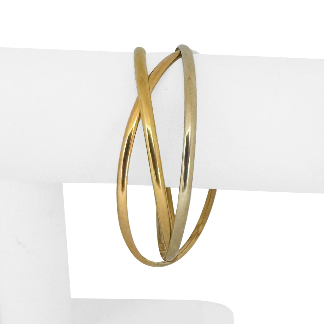 18k Yellow White and Rose Gold 20.8g Rolling Bangle Bracelets Italy 7.85"