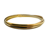 18k Yellow White and Rose Gold 20.8g Rolling Bangle Bracelets Italy 7.85"