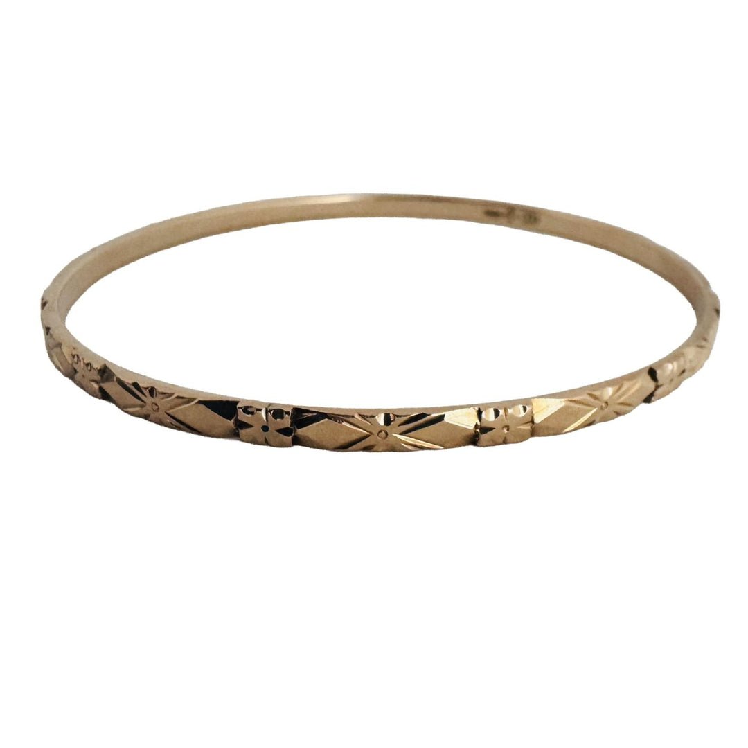 14k Yellow Gold 9.8g Solid Vintage 3mm Bangle Bracelet 7.5"