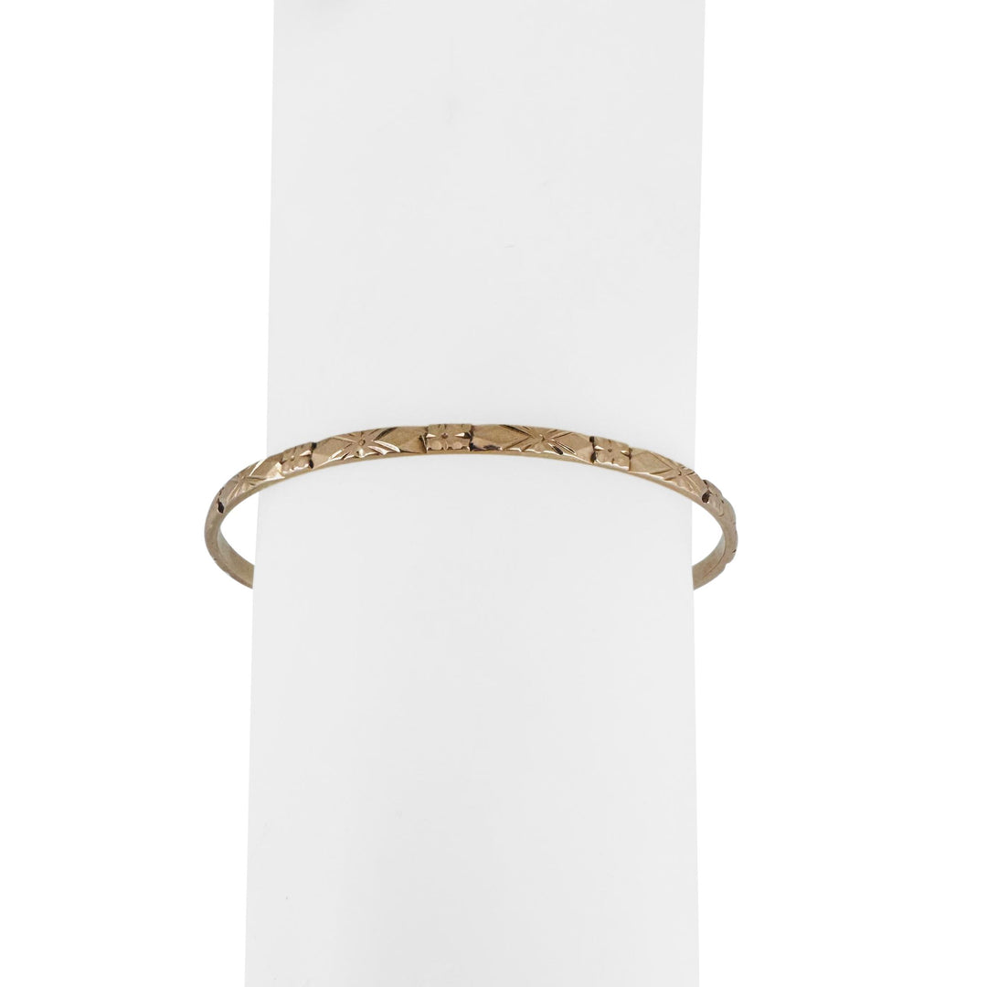 14k Yellow Gold 9.8g Solid Vintage 3mm Bangle Bracelet 7.5"