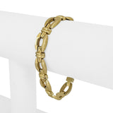 14k Yellow Gold 15.4g Ladies Polished 9mm Fancy Link Bracelet Italy 7"