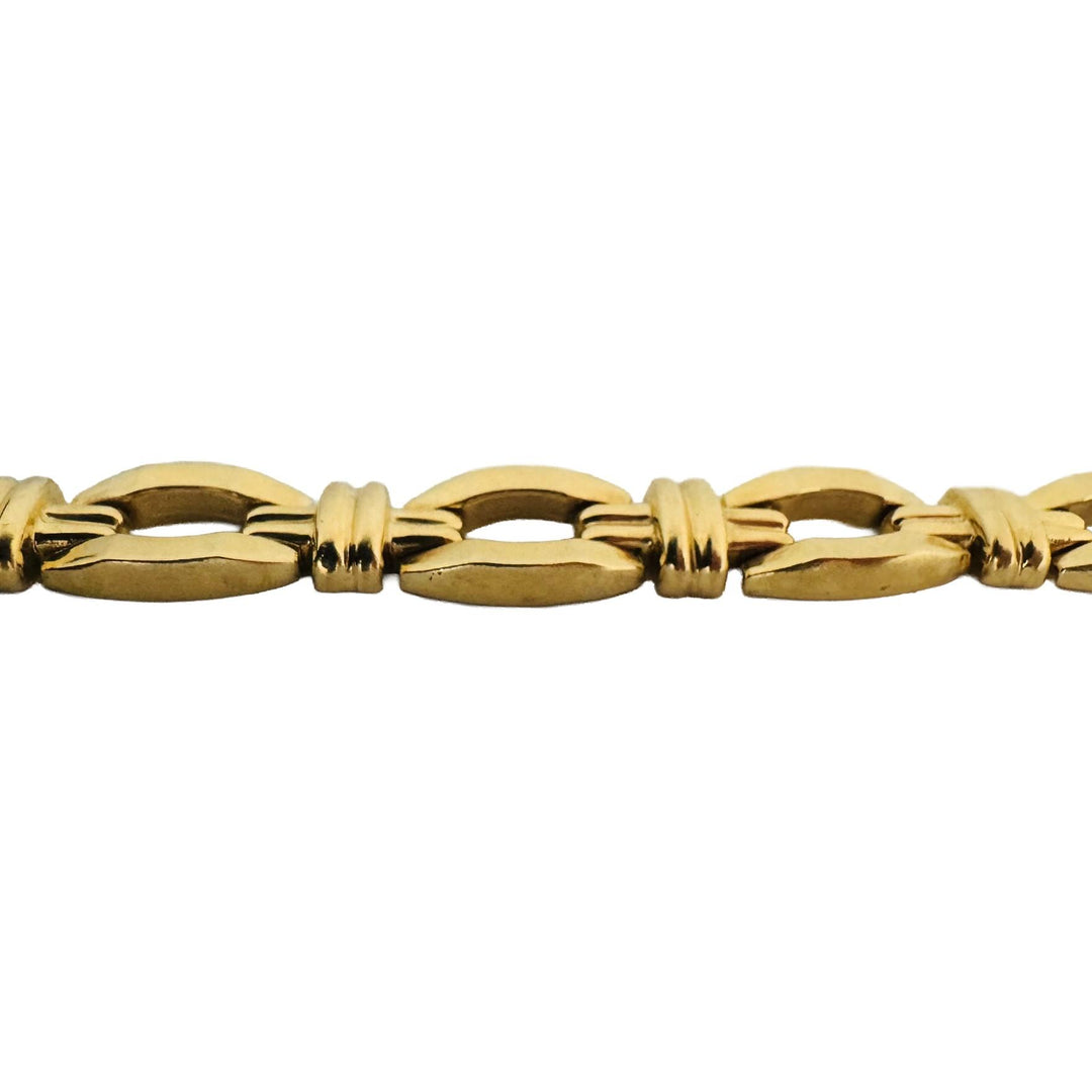 14k Yellow Gold 15.4g Ladies Polished 9mm Fancy Link Bracelet Italy 7"
