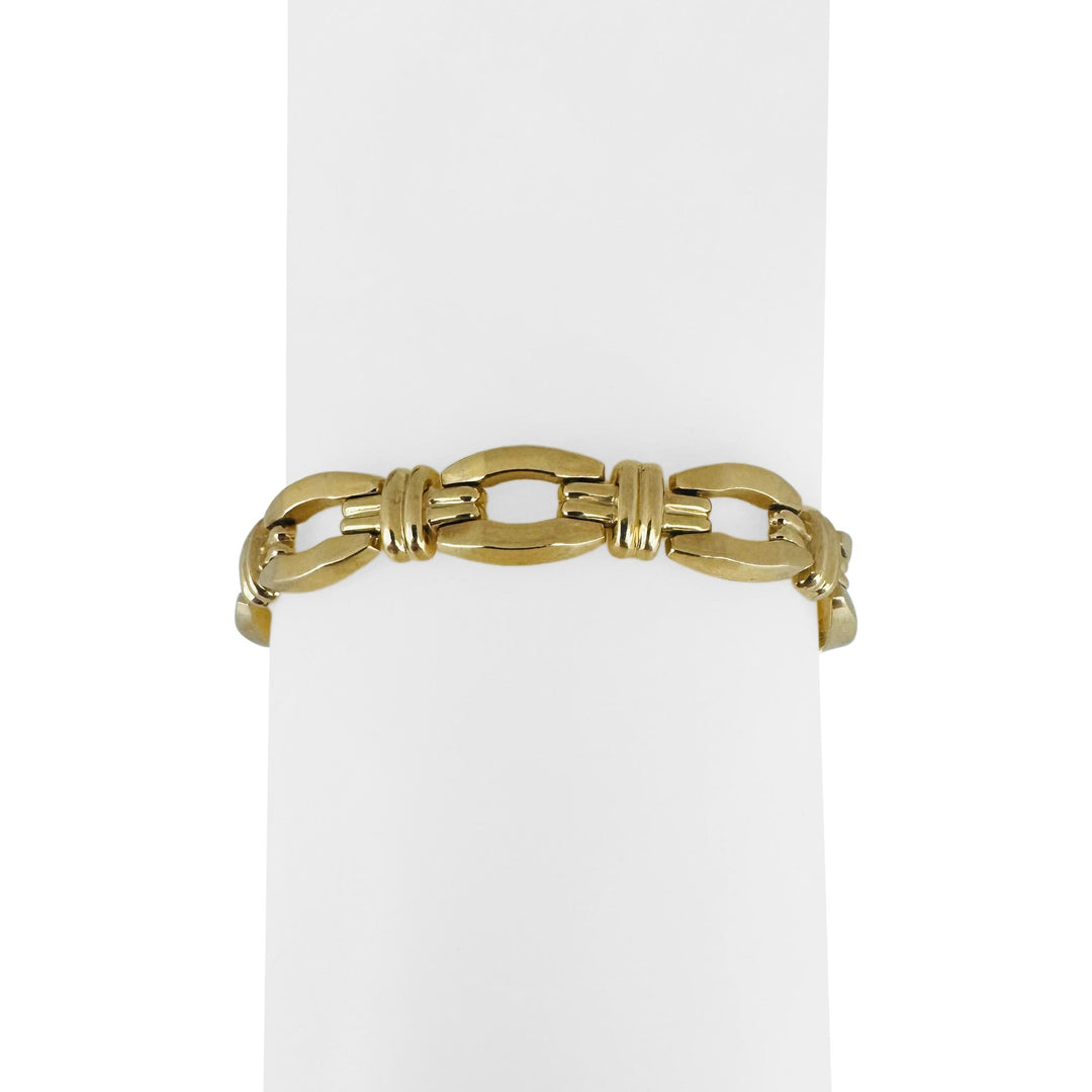 14k Yellow Gold 15.4g Ladies Polished 9mm Fancy Link Bracelet Italy 7"