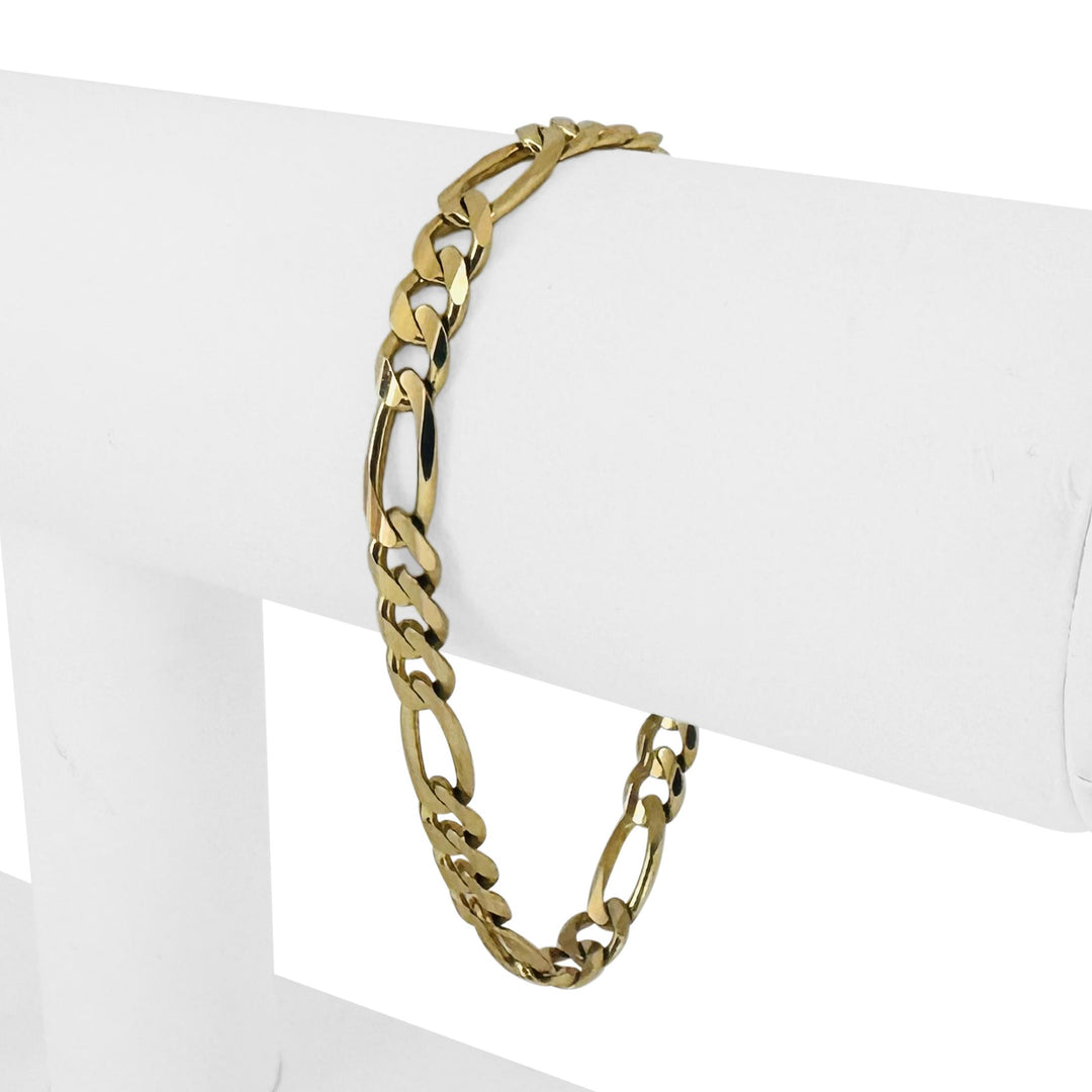 14k Yellow Gold 10g Solid Ladies 6mm Figaro Link Bracelet Italy 7"