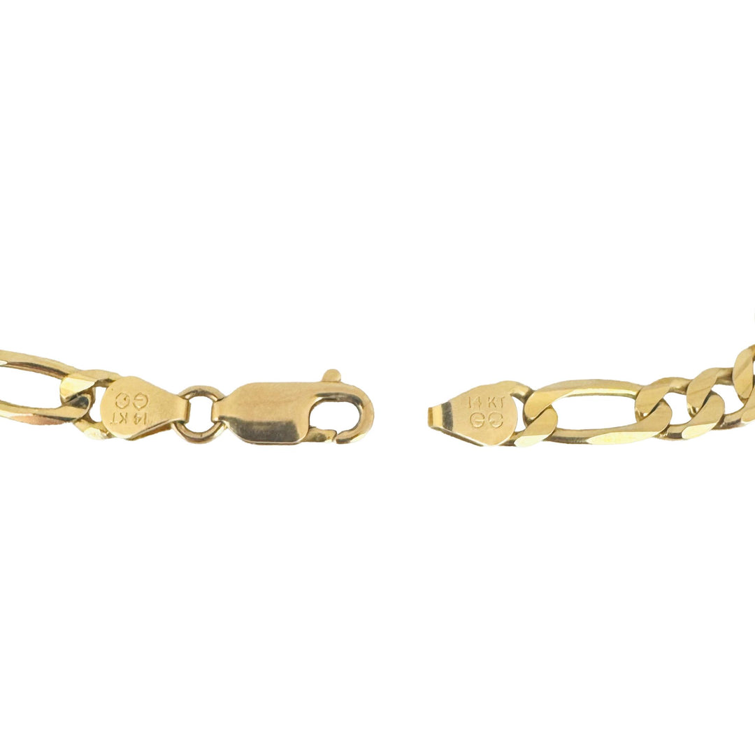 14k Yellow Gold 10g Solid Ladies 6mm Figaro Link Bracelet Italy 7"