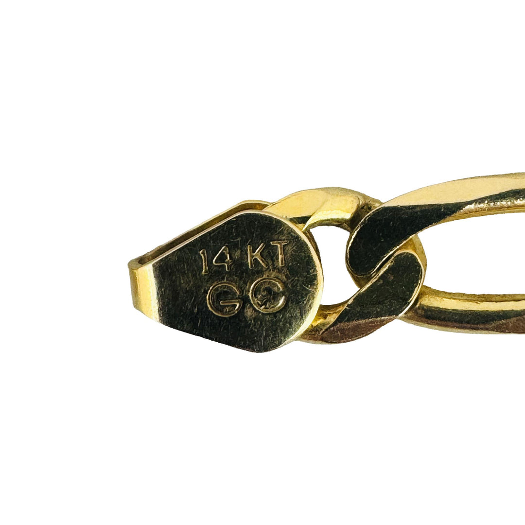 14k Yellow Gold 10g Solid Ladies 6mm Figaro Link Bracelet Italy 7"