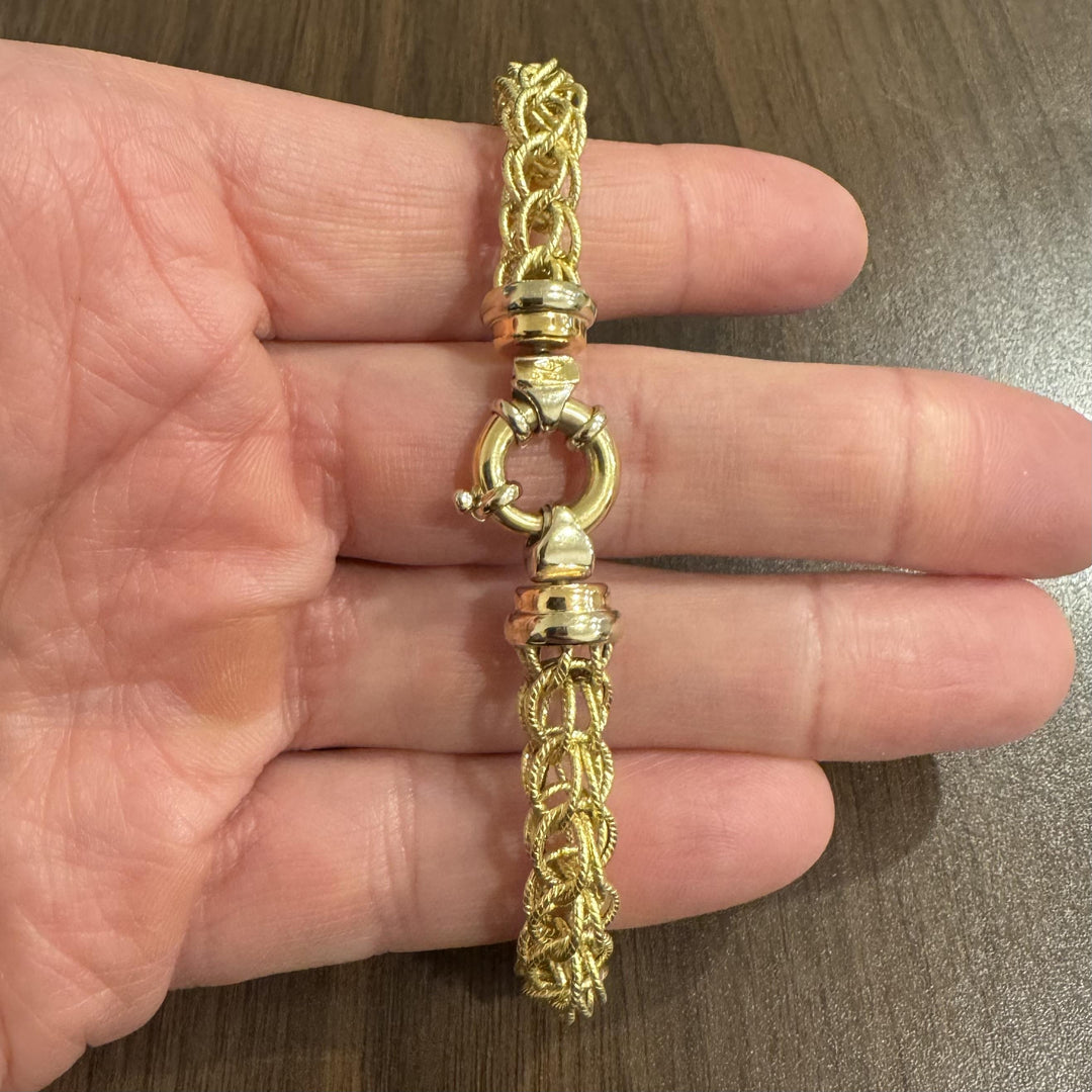 18k Yellow Gold 15.4g Vintage Ladies Interwoven Fancy Link Bracelet Italy 8"