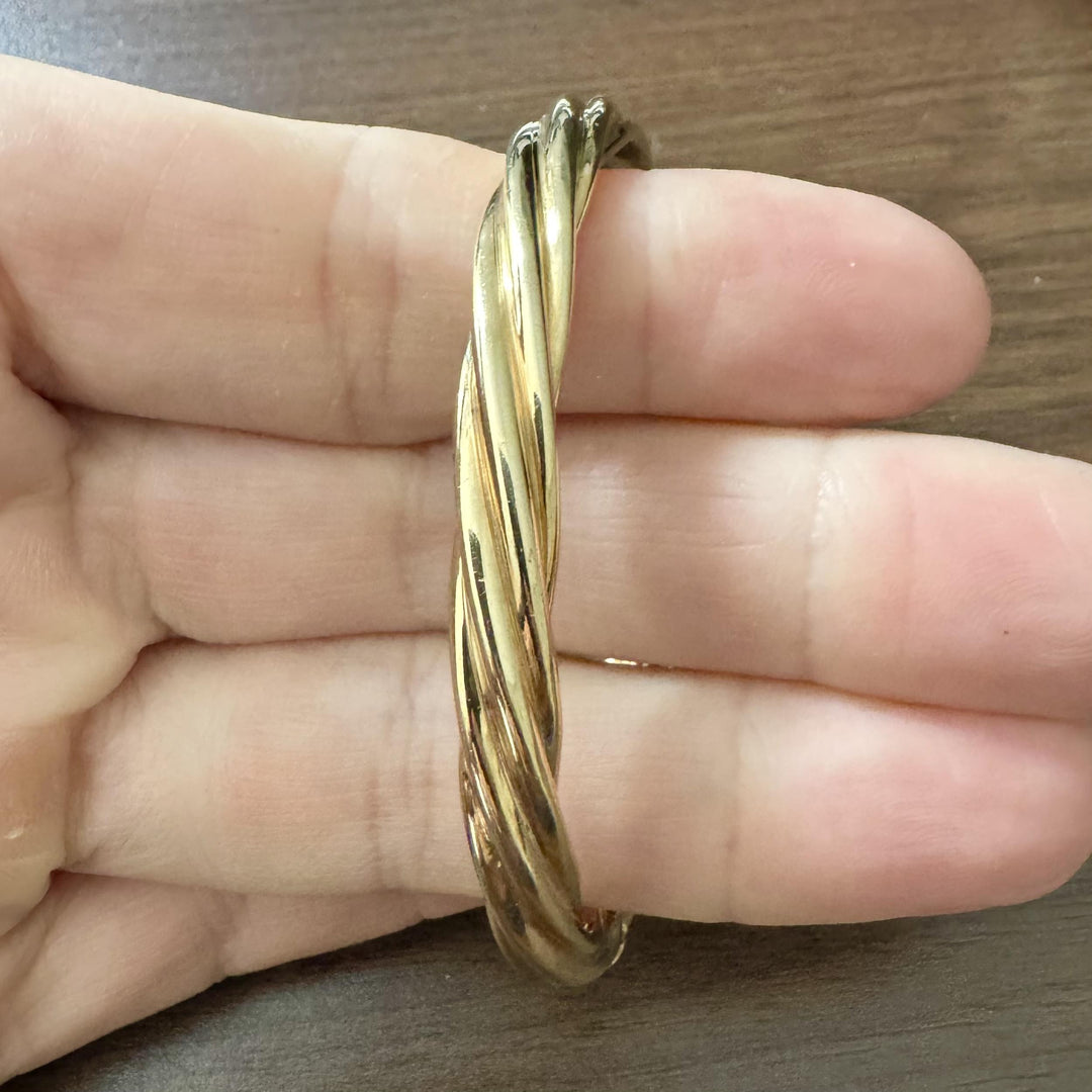 14k Yellow Gold 19.6g Solid Vintage Twisted Spiral Bangle Bracelet Italy 6.5"