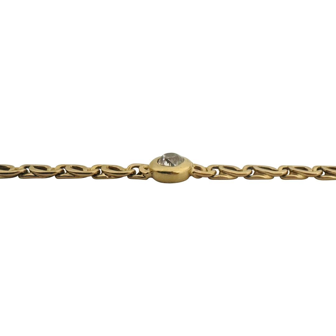 18k Yellow Gold and 0.45ct Bezel Set Diamond Fancy Curb Link Bracelet 7.5"