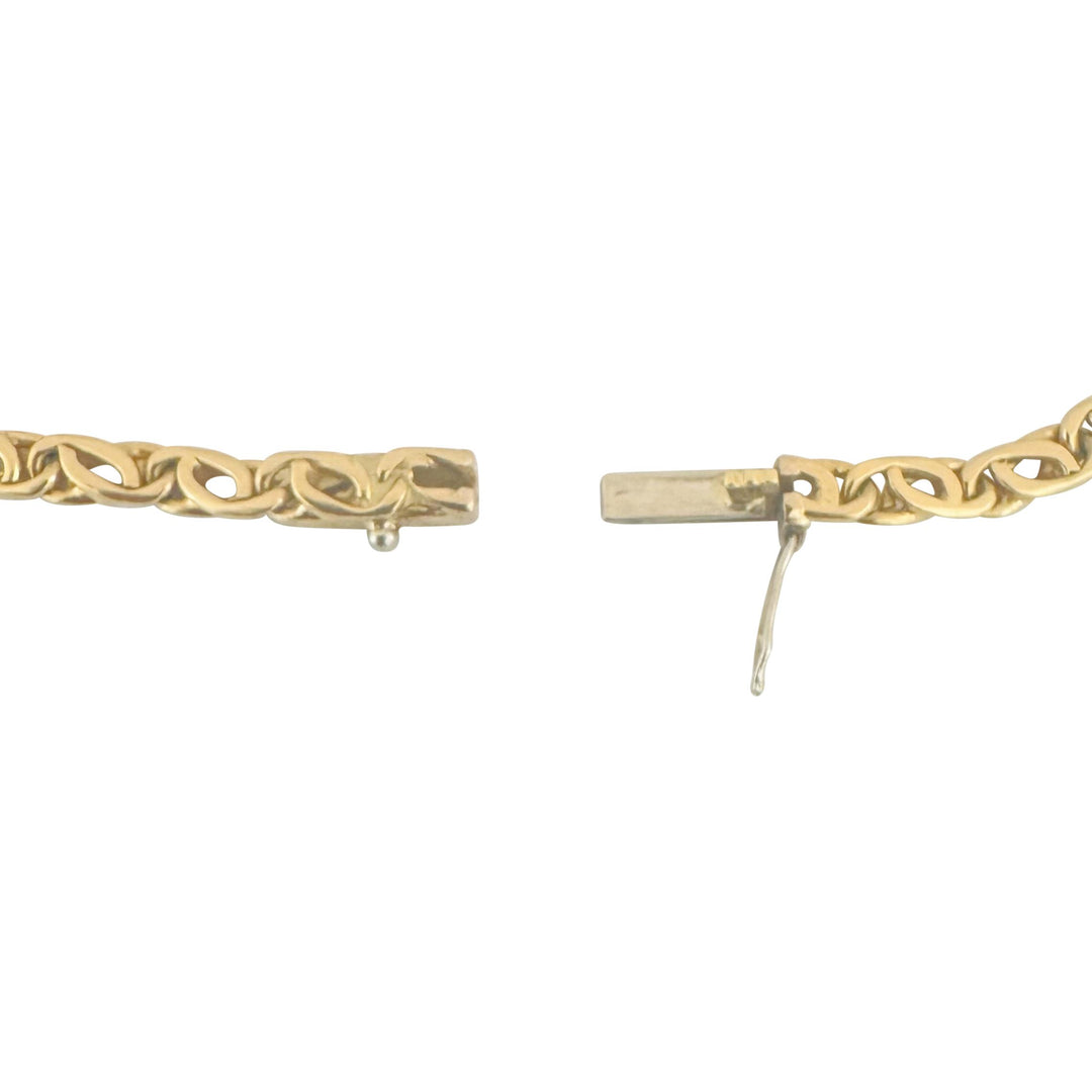 18k Yellow Gold and 0.45ct Bezel Set Diamond Fancy Curb Link Bracelet 7.5"