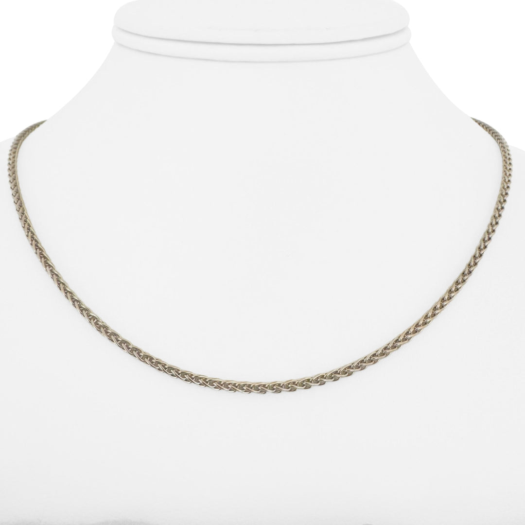 Chopard 18k White Gold 8.6g Solid Thin 2mm Wheat Link Chain Necklace 17"