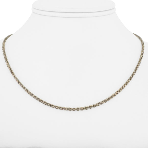 Chopard 18k White Gold 8.6g Solid Thin 2mm Wheat Link Chain Necklace 17