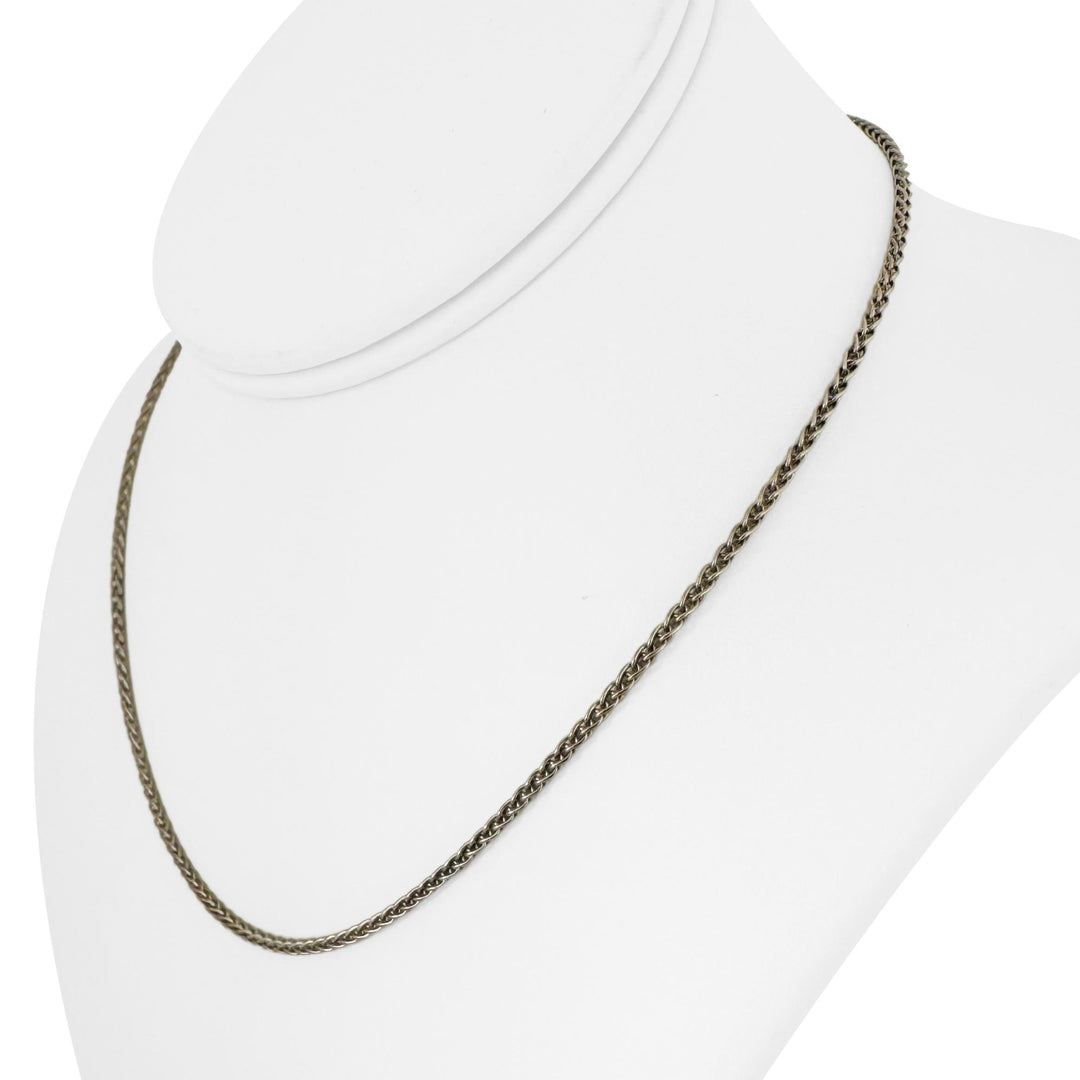 Chopard 18k White Gold 8.6g Solid Thin 2mm Wheat Link Chain Necklace 17"