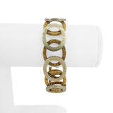 18k Yellow and White Gold 36.7g Solid Vintage Fancy Circle Link Bracelet 7.25"