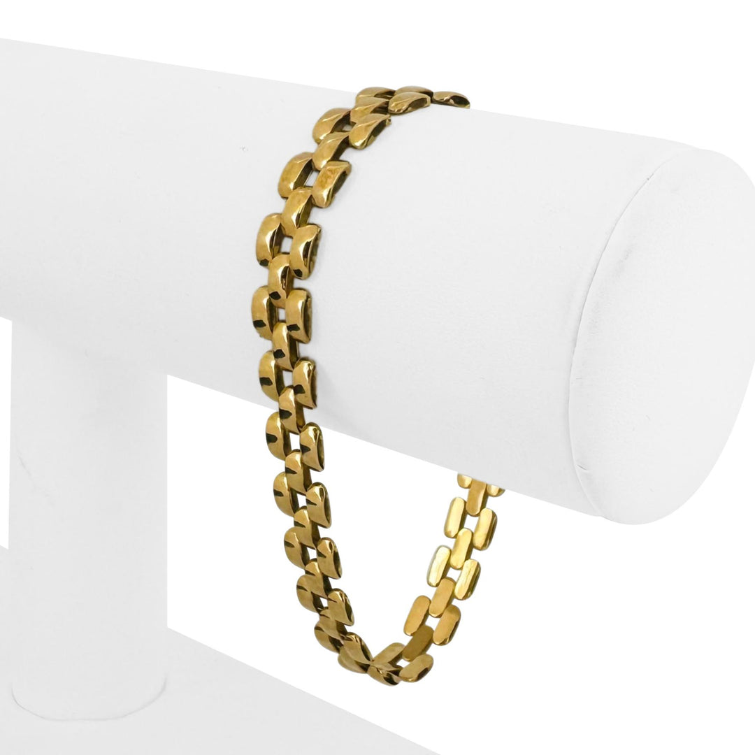 18k Yellow Gold 12.5g Ladies Polished 8mm Panther Link Bracelet Italy 7.5"