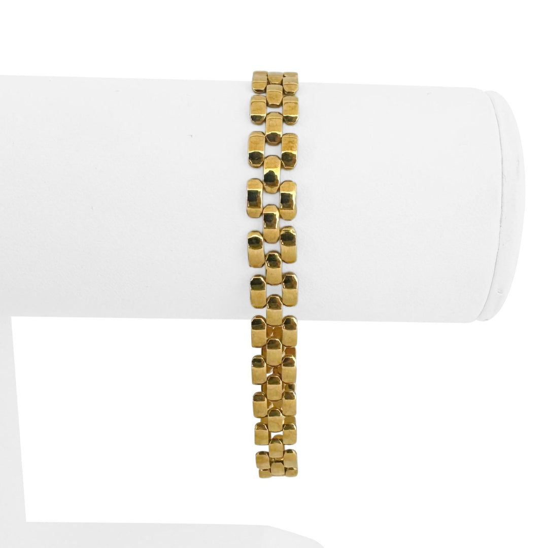 18k Yellow Gold 12.5g Ladies Polished 8mm Panther Link Bracelet Italy 7.5"