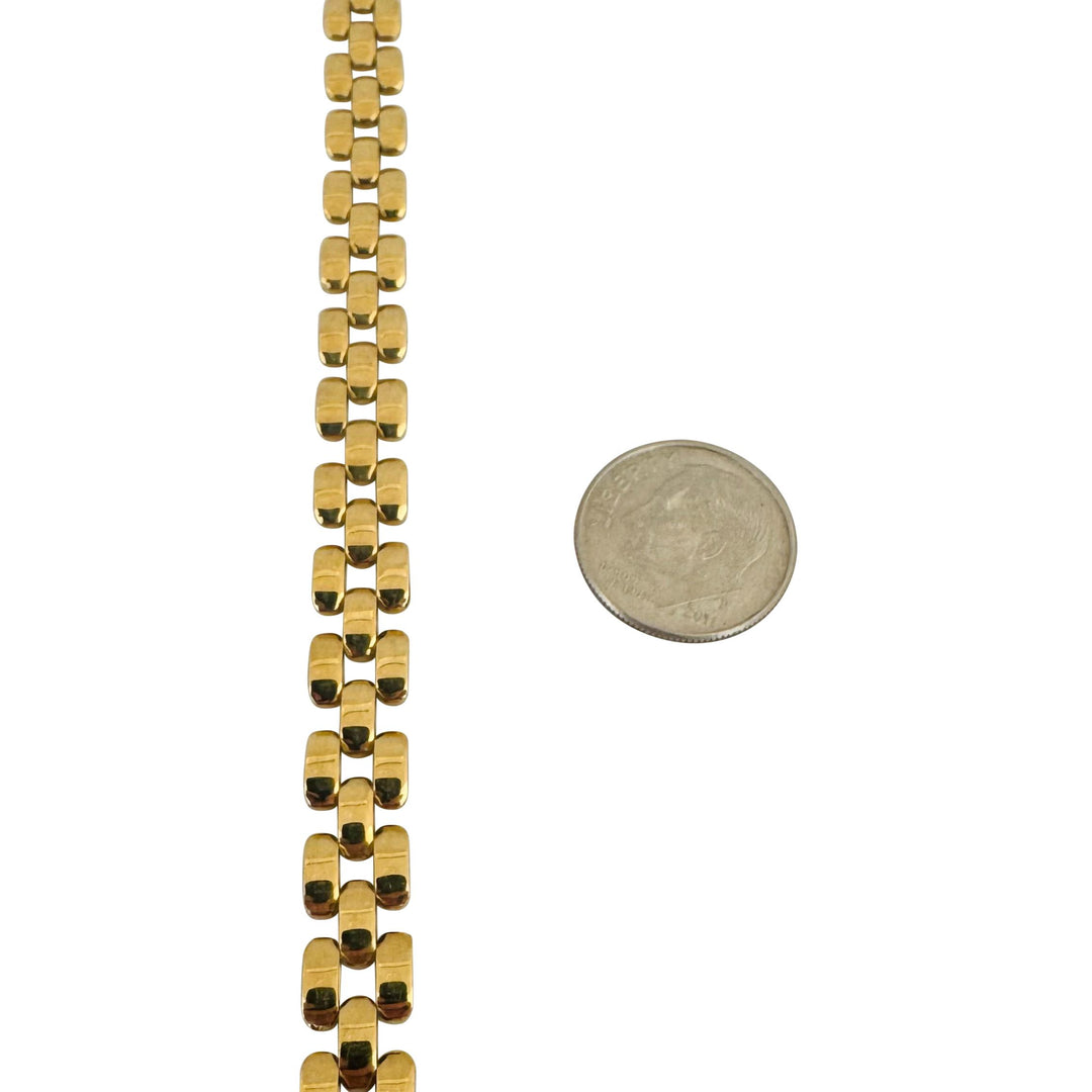 18k Yellow Gold 12.5g Ladies Polished 8mm Panther Link Bracelet Italy 7.5"