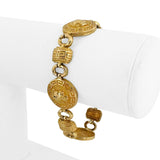 18k Yellow Gold 24.4g Vintage Ladies Spartan Greek Key Link Bracelet 7"
