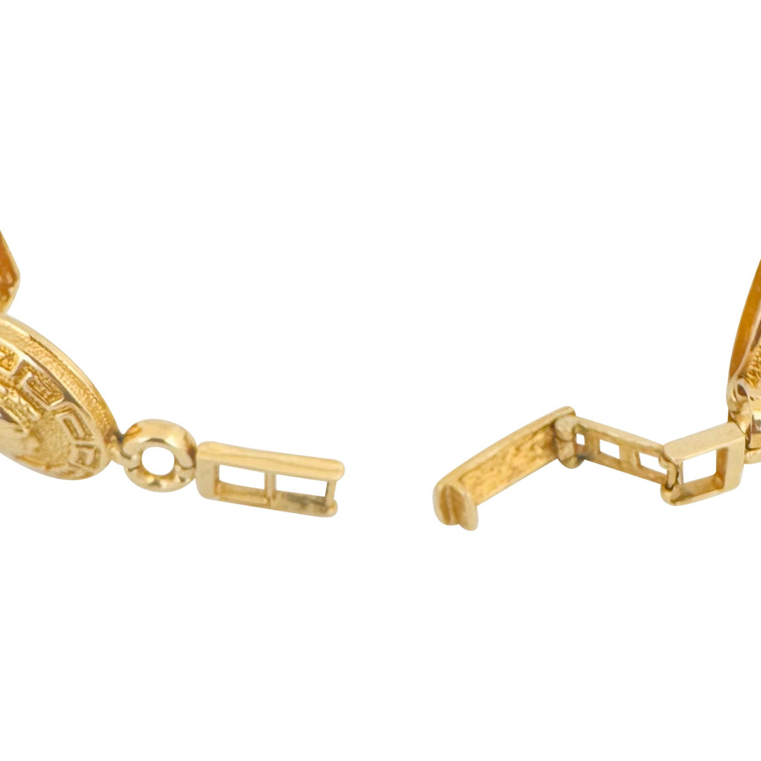 18k Yellow Gold 24.4g Vintage Ladies Spartan Greek Key Link Bracelet 7"