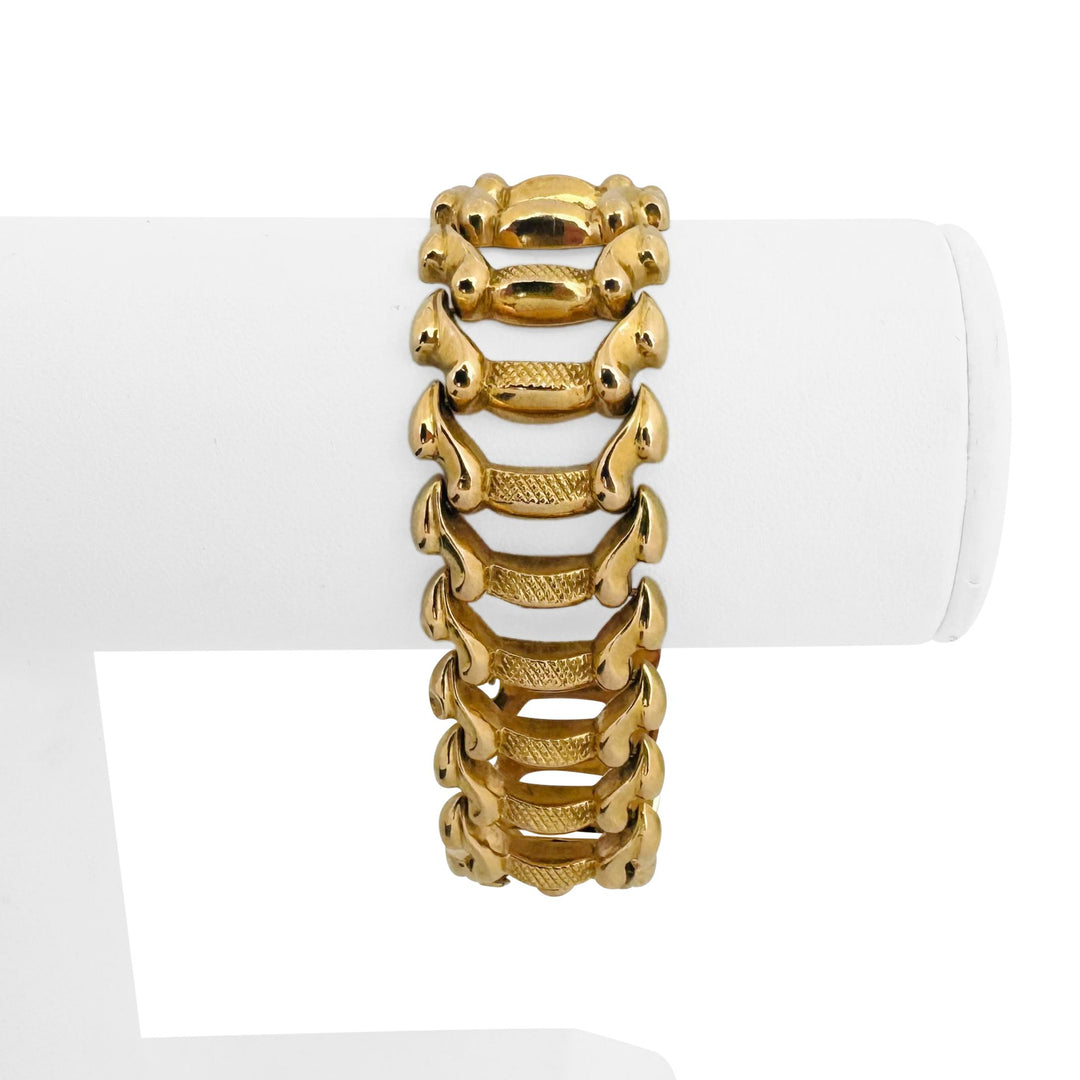 18k Yellow Gold 26.5g Vintage Ladies 21mm Fancy Link Bracelet Italy 6.75"
