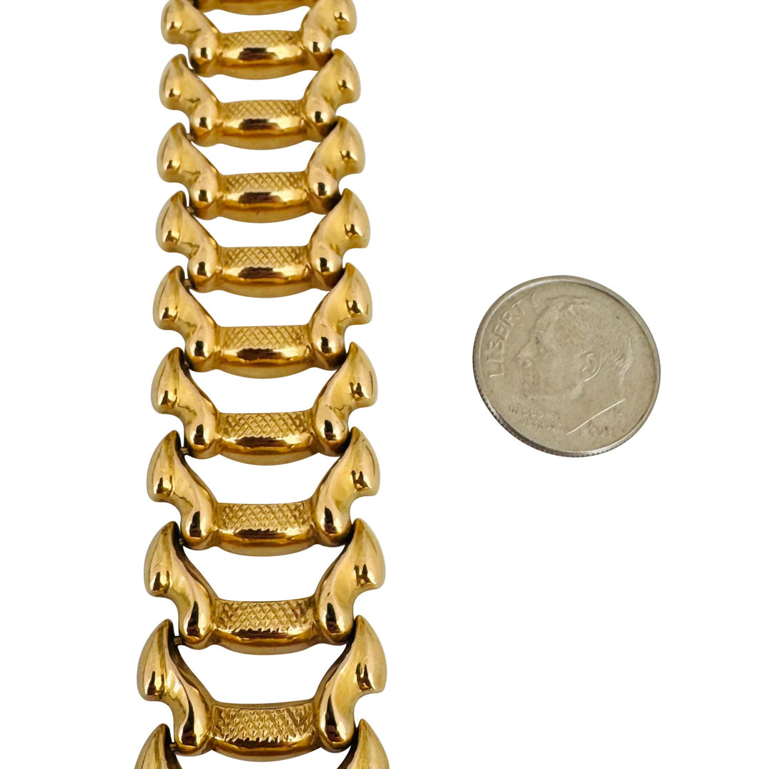 18k Yellow Gold 26.5g Vintage Ladies 21mm Fancy Link Bracelet Italy 6.75"